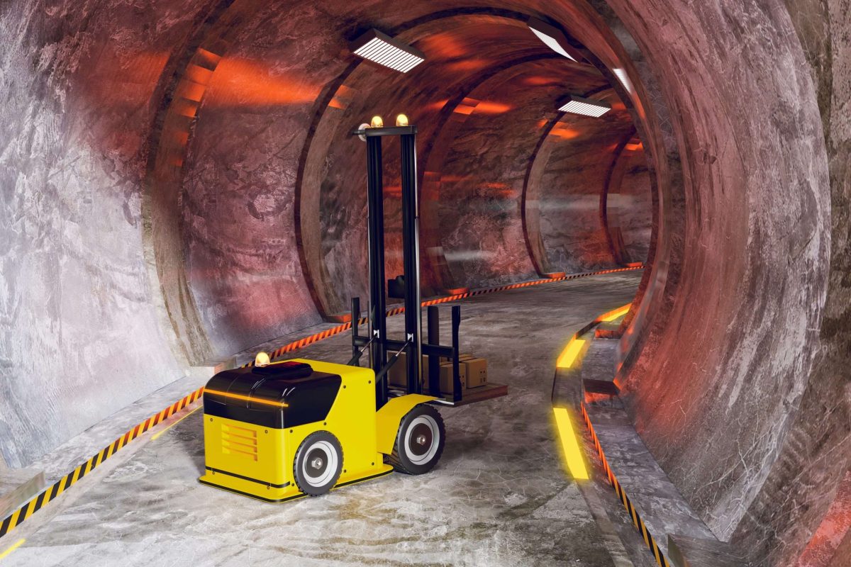 Lifting and transferring machine in tunnel,3d illustration rendering